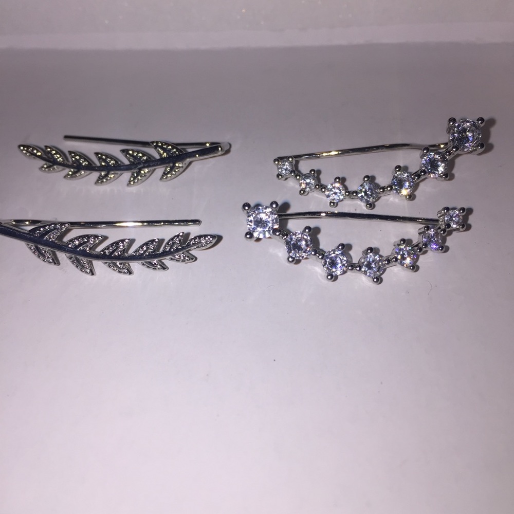 Silver climber earrings